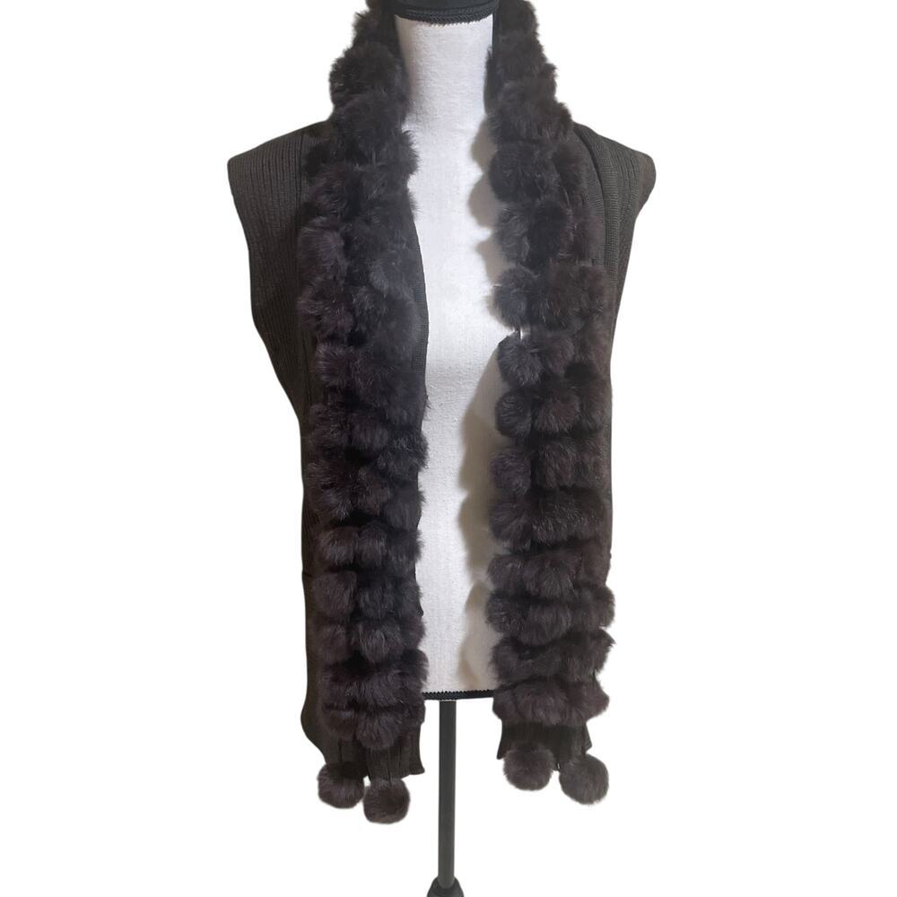 Alberto makali genuine rabbitfur pom pom shawl